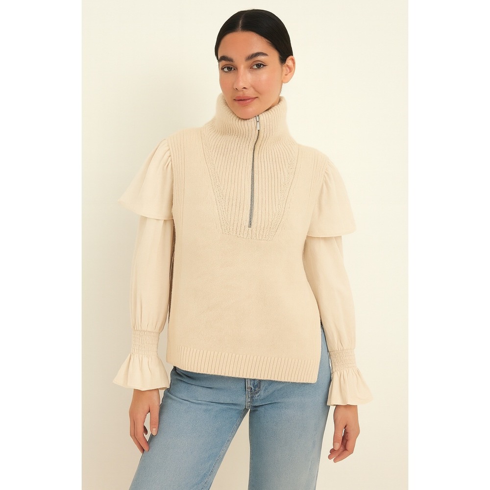 H&M Knit Vest OS Half Zip Mock Neck Sweater Sleeveless Layering Grannycore 90-45